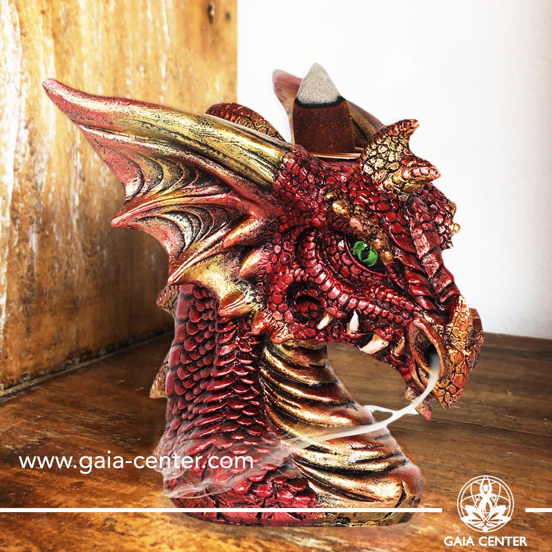 Backflow Incense Burner - Dragon red Aroma Fountain. Backflow incense burners an Backflow dhoop cones selection at Gaia Center | Cyprus.