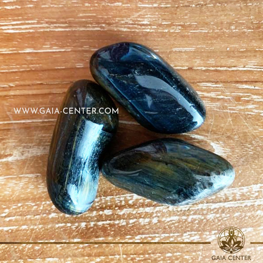 Tigers Eye Blue Tumbled Stones 40-50mm shape. Crystals and semiprecious gemstone selection at GAIA CENTER | Cyprus.