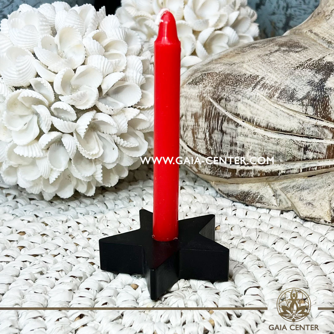 Spell Candle Holder - Black Star Shape for Ritual candles and Ceremonies. Selection of Ceremonial and Spell Candles at Gaia Center Crystals Incense Shop in Cyprus. Shop online, islandwide delivery: Limassol, Nicosia, Larnaca, Paphos.