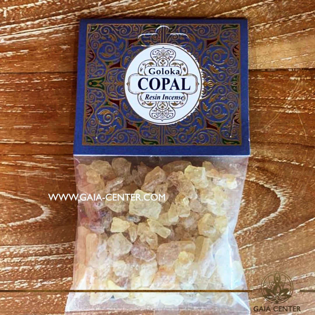 Incense Resin Copal by Goloka for smudging and space clearing ceremonies. Aroma Incense Resins selection at Gaia Center in Cyprus.