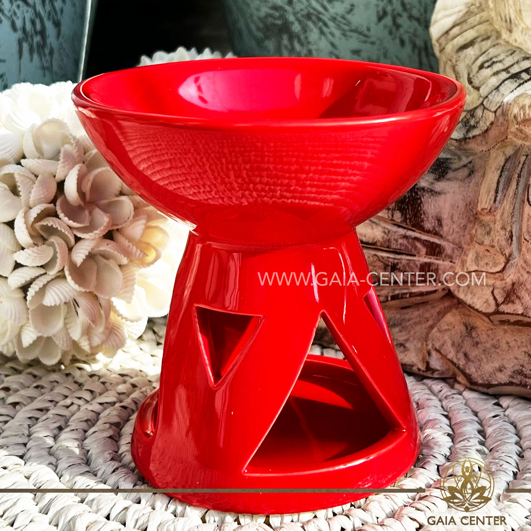 Essential Oil Burner or Wax Melt Burner - Ceramic Red Deep Bowl style ​at Gaia Center Crystals Incense shop in Cyprus. Order online: Cyprus islandwide delivery: Limassol, Paphos, Nicosia, Larnaca