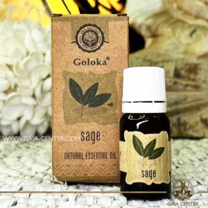 Natural Essential Oil Blend Sage 10ml. Goloka brand. For Aroma diffusers and oil burners. Gaia Center Crystals & Aroma Shop in Cyprus. Order essentail aroma oils online: Cyprus islandwide delivery: Limassol, Nicosia, Paphos, Larnaca. Europe and worldwide shipping.
