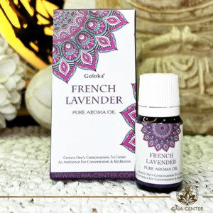 Pure Aroma Oil Blend French Lavender 10ml. Goloka brand. For Aroma diffusers and oil burners. Gaia Center Crystals & Aroma Shop in Cyprus. Order essentail aroma oils online: Cyprus islandwide delivery: Limassol, Nicosia, Paphos, Larnaca. Europe and worldwide shipping.
