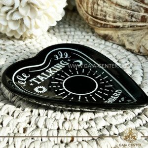 Ceramic smudge bowl plate - Talking Board Black for space clearing and smudging White Sage and Palo Santo. Ceremony items selection at Gaia Center Crystals and incense shop in Cyprus.