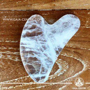 Gua Sha Clear quartz massage stone. Crystal and Gemstone Collection at Gaia Center | Cyprus.
