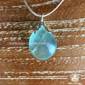 Crystal pendant - Green Fluorite with metal flower design with adjustable cord. Crystal and Gemstone Jewellery selection at GAIA CENTER in Cyprus.