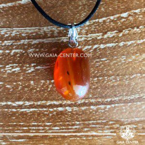 Gemstone pendant - Red Agate simple design with adjustable cord. Crystal and Gemstone Jewellery selection at GAIA CENTER in Cyprus.