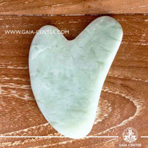 Gua Sha Jade green massage stone. Crystal and Gemstone Collection at Gaia Center | Cyprus.