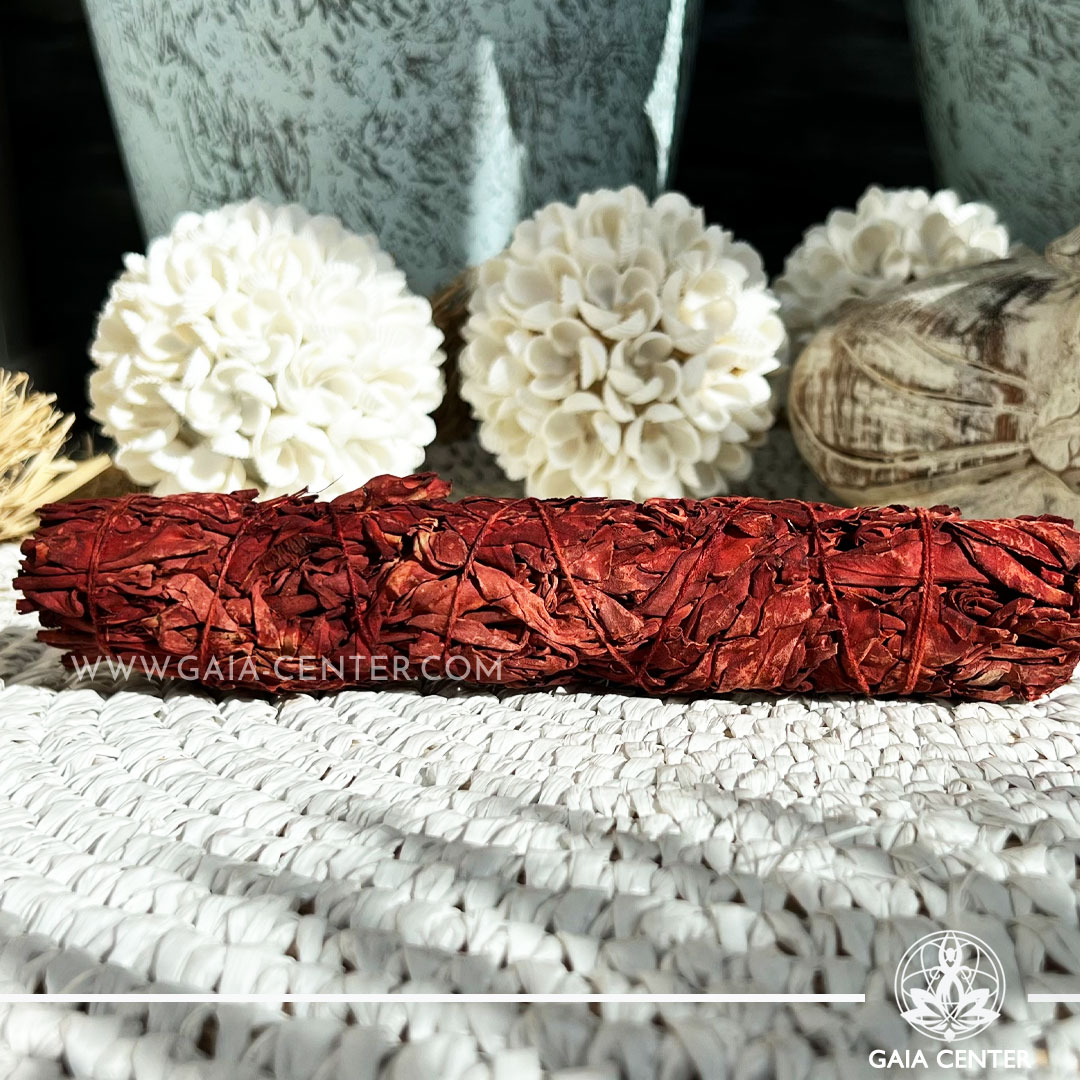 Californian White Sage and Dragon's Blood smudge stick bundles for smudging ceremonies and space clearing at Gaia Center | Crystals and Incense shop in Cyprus. Order online, Cyprus islandwide delivery: Limassol, Paphos, Larnaca, Nicosia. Europe and worldwide shipping.