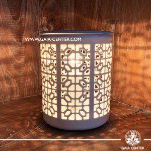 Electric Aroma Essential Oil Burner - White Ceramic with Elegant Design. Oil burners and wax melts selection at Gaia Center in Cyprus.
