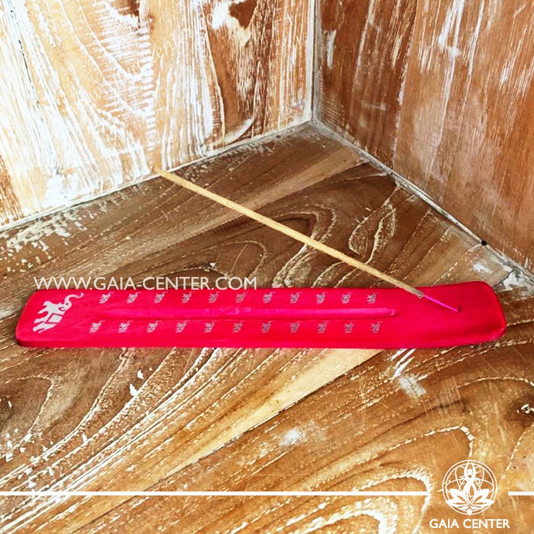 Incense Holder or Ash Catcher for incense sticks. Made from wood with artistic colored design. Incense burners selection at Gaia Center | Cyprus.