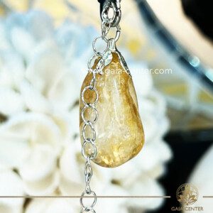 Crystal Pendant - Yellow Citrine Quartz polished floral design with electroplated bail at GAIA CENTER Crystal Shop CYPRUS. Crystal jewellery and crystal pendants at Gaia Center crystal shop in Cyprus. Order online top quality crystals, Cyprus islandwide delivery: Limassol, Larnaca, Paphos, Nicosia. Europe and Worldwide shipping.