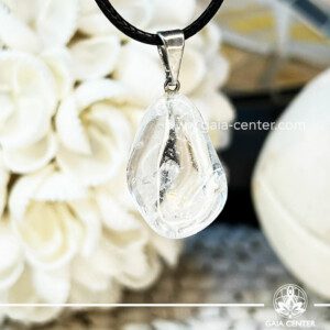 Crystal Pendant - Rock Clear Quartz polished with electroplated bail and string at GAIA CENTER Crystal Shop CYPRUS. Crystal jewellery and crystal pendants at Gaia Center crystal shop in Cyprus. Order online top quality crystals, Cyprus islandwide delivery: Limassol, Larnaca, Paphos, Nicosia. Europe and Worldwide shipping.