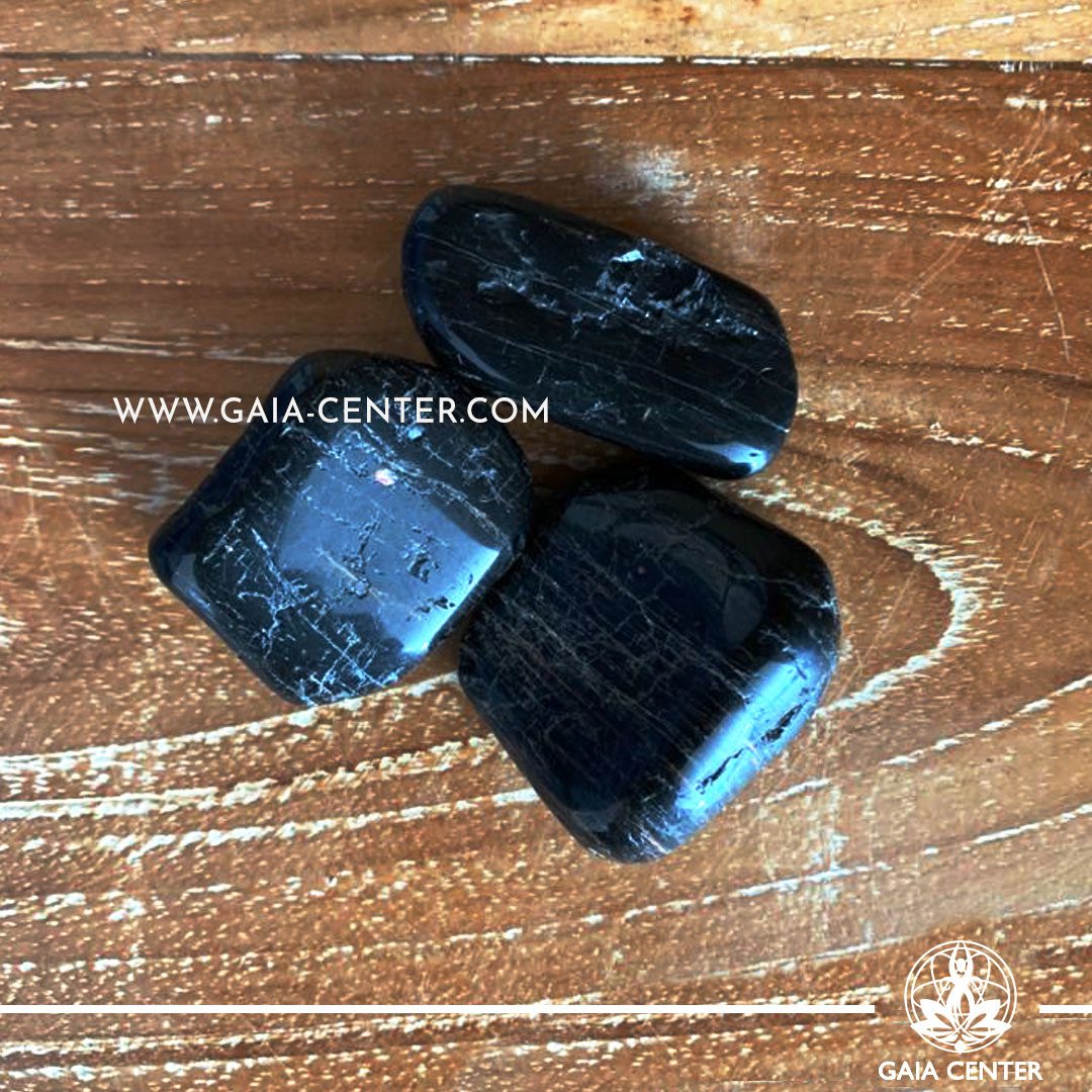 Black Tourmaline Tumbled Stones 30-40-50mm size. Crystals and Gemstone selection at GAIA CENTER | Cyprus.