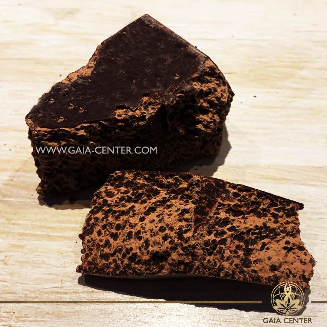 Raw Cacao mass 100% for ceremonial or ritual chocolate drinks. Raw Cacao Selection at Gaia Center in Cyprus.
