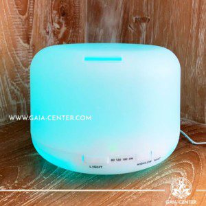 Aroma Diffuser Ultrasonic Humidifier for essential and aroma oils. White Design with 500ml water capacity. Selection of Aroma Humidifiers and Aromatic Essential Oils at Gaia Center in Cyprus.