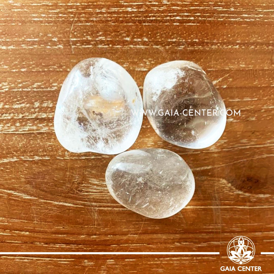 Rock Crystal from Brazil Tumbled Stones, size 30-40mm. Crystals and Gemstone selection at GAIA CENTER | Cyprus.