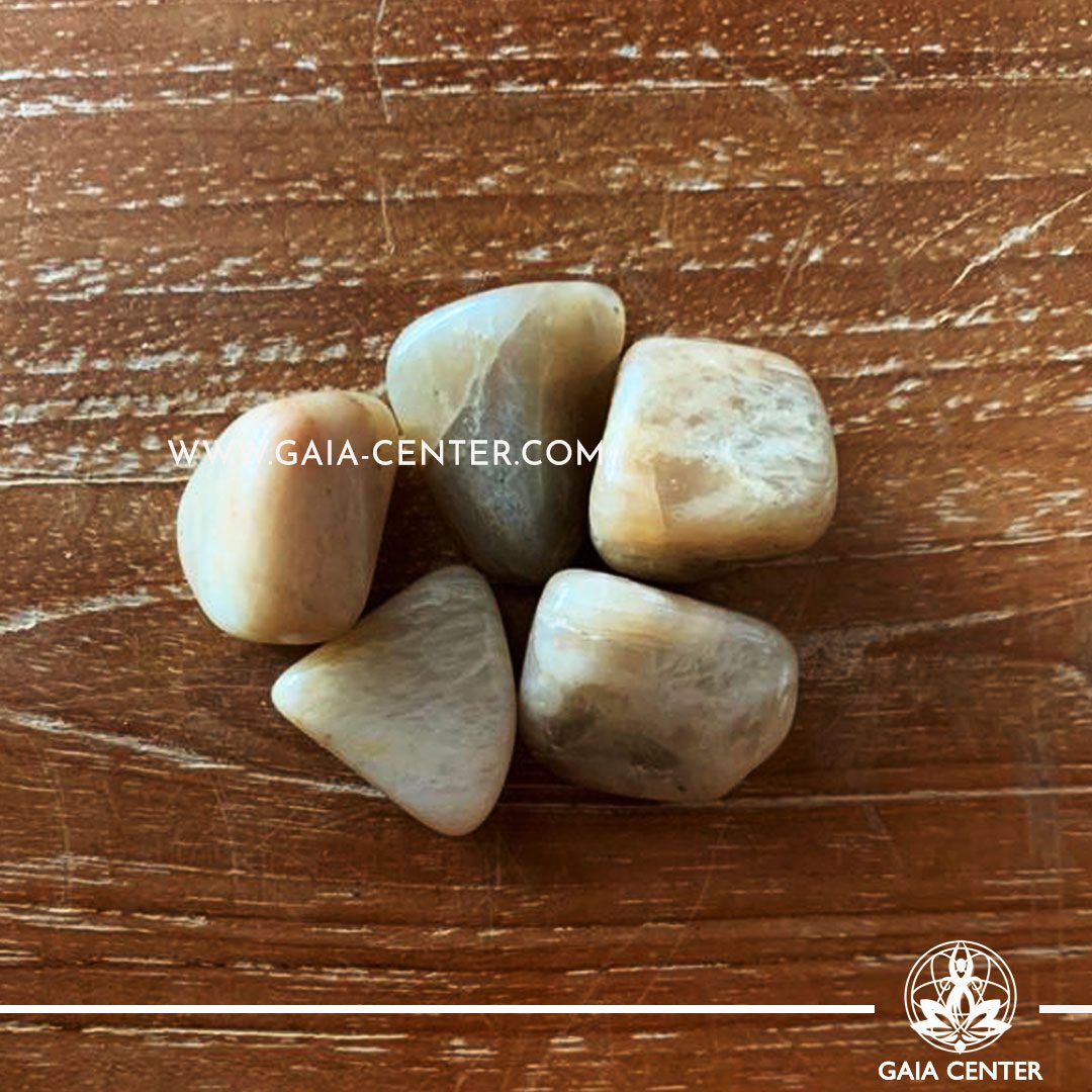 Moonstone Tumbled Stones, size 20-30mm. Crystals and Gemstone selection at GAIA CENTER | Cyprus.