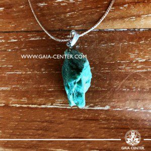 Gemstone pendant - Green Jadeite Rough / Raw Quartz crystal pendant with adjustable cord or string. Crystal and Gemstone Jewellery selection at GAIA CENTER in Cyprus.
