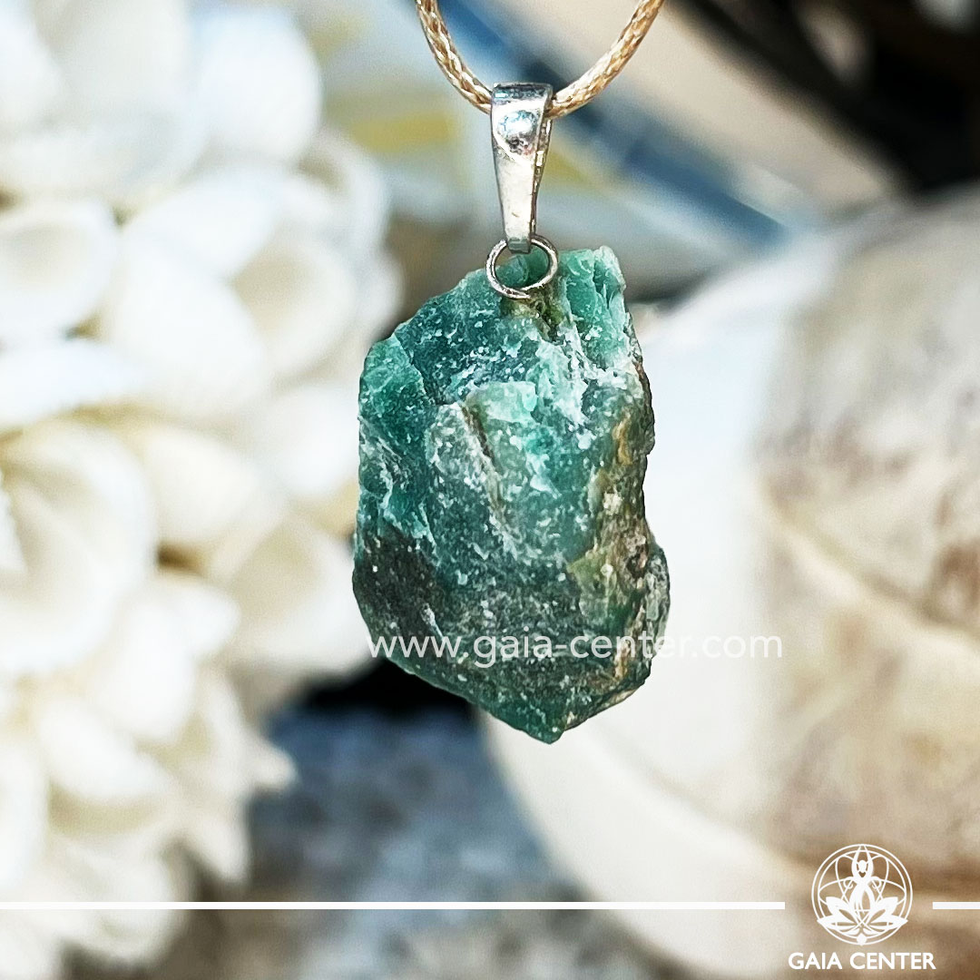 Crystal Pendant - Jadeite Rough with electroplated bail with string zen design at GAIA CENTER Crystal Shop CYPRUS. Crystal jewellery and crystal pendants at Gaia Center crystal shop in Cyprus. Order online top quality crystals, Cyprus islandwide delivery: Limassol, Larnaca, Paphos, Nicosia. Europe and Worldwide shipping.