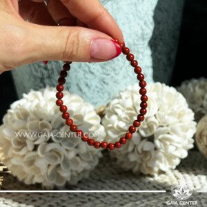 Crystal Bracelet Red Jasper with Elastic string- made with 4mm gemstone beads. Crystal and Gemstone Jewellery Selection at Gaia Center Crystal Shop in Cyprus. Order crystals online, Cyprus islandwide delivery: Limassol, Larnaca, Paphos, Nicosia. Europe and Worldwide shipping.
