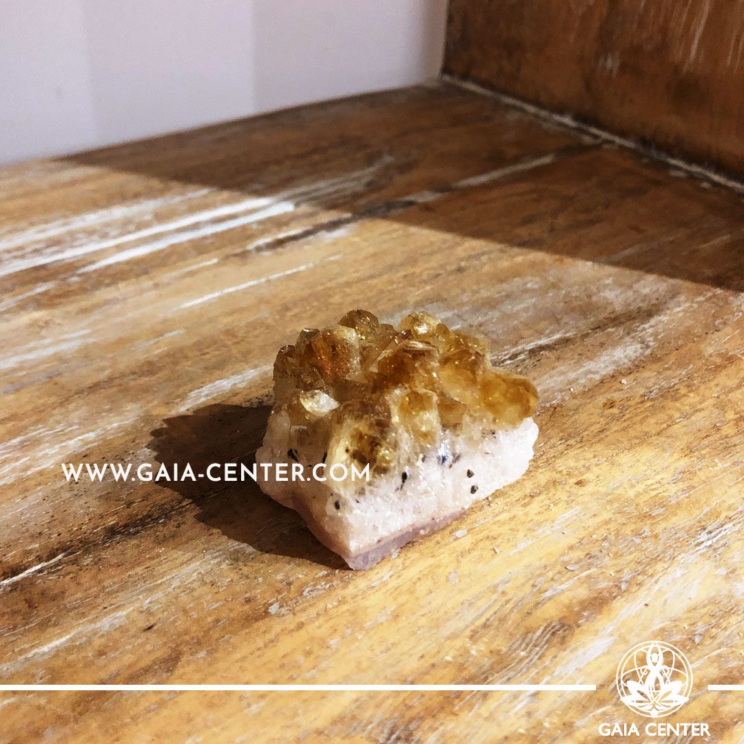Yellow Citrine crystal druzy unprocessed mineral rough cluster from Brazil. Crystals and Gemstone selection at GAIA CENTER | Cyprus.