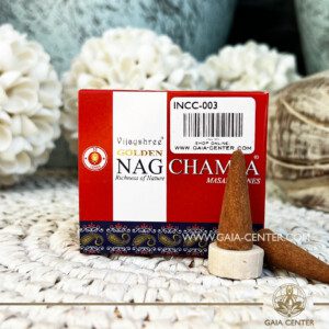Incense dhoop cones pack Nag Champa by Golden Nag at Gaia Center Crystals and Incense Shop in Cyprus. Selection of natural Incense sticks and Incense cones. Cyprus delivery: Limassol, Paphos, Nicosia, Larnaca, Paralimni, Strovolos. Including provinces and small suburbs. Europe and International Worldwide shipping. Shop online for incense sticks and incense cones at https://gaia-center.com