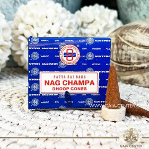 Incense cones pack Nag Champa by Satya at Gaia Center Crystals and Incense Shop in Cyprus. Selection of natural Incense sticks and Incense cones. Cyprus delivery: Limassol, Paphos, Nicosia, Larnaca, Paralimni, Strovolos. Including provinces and small suburbs. Europe and International Worldwide shipping. Shop online for incense sticks and incense cones at https://gaia-center.com