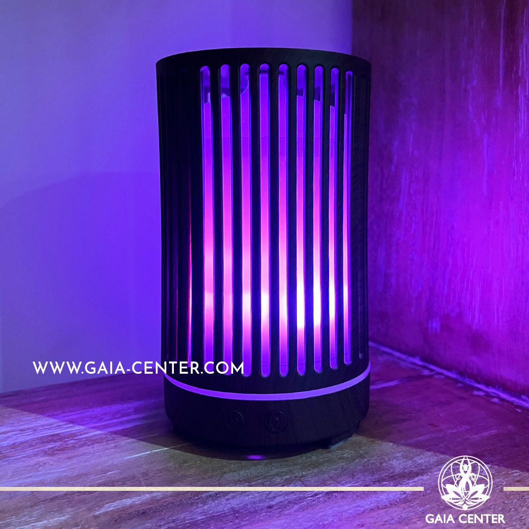 Aroma Diffuser Ultrasonic Humidifier for essential and aroma oils. Zen dark wood Design with 200ml water capacity, 7 led colors. Electrical cable included. Selection of Aroma Humidifiers and Aromatic Essential Oils at Gaia Center in Cyprus. Order online, Cyprus islandwide delivery: Limassol, Larnaca, Paphos, Nicosia