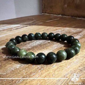 Crystal Bracelet Green Jade and elastic string - made with 8mm gemstone beads. Crystal and Gemstone Jewellery Selection at Gaia Center in Cyprus. Order online, Cyprus islandwide delivery: Limassol, Larnaca, Paphos, Nicosia. Europe and Worldwide shipping.