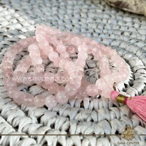 Crystal Mala 108 beads with string Rose Quartz. Crystal and Gemstone Jewellery Selection at Gaia Center Crystal Shop in Cyprus. Order online, Cyprus islandwide delivery: Limassol, Larnaca, Paphos, Nicosia. Europe and Worldwide shipping.