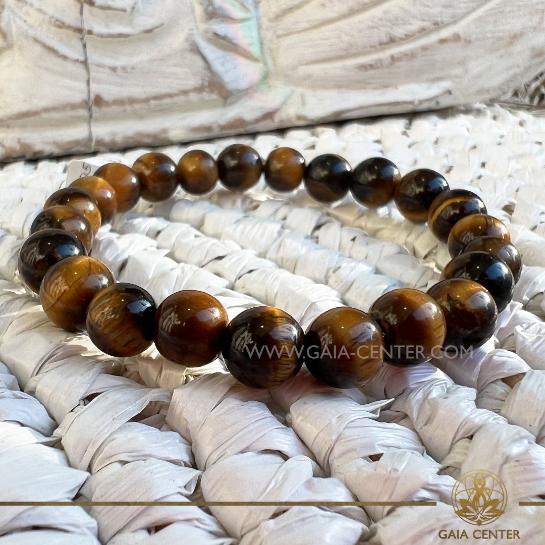 Crystal Bracelet Tigers Eye Gold for protection, elastic string - made with 8mm gemstone beads. Crystal and Gemstone Jewellery Selection at Gaia Center Crystal Shop in Cyprus. Order crystals online, Cyprus islandwide delivery: Limassol, Larnaca, Paphos, Nicosia. Europe and Worldwide shipping.