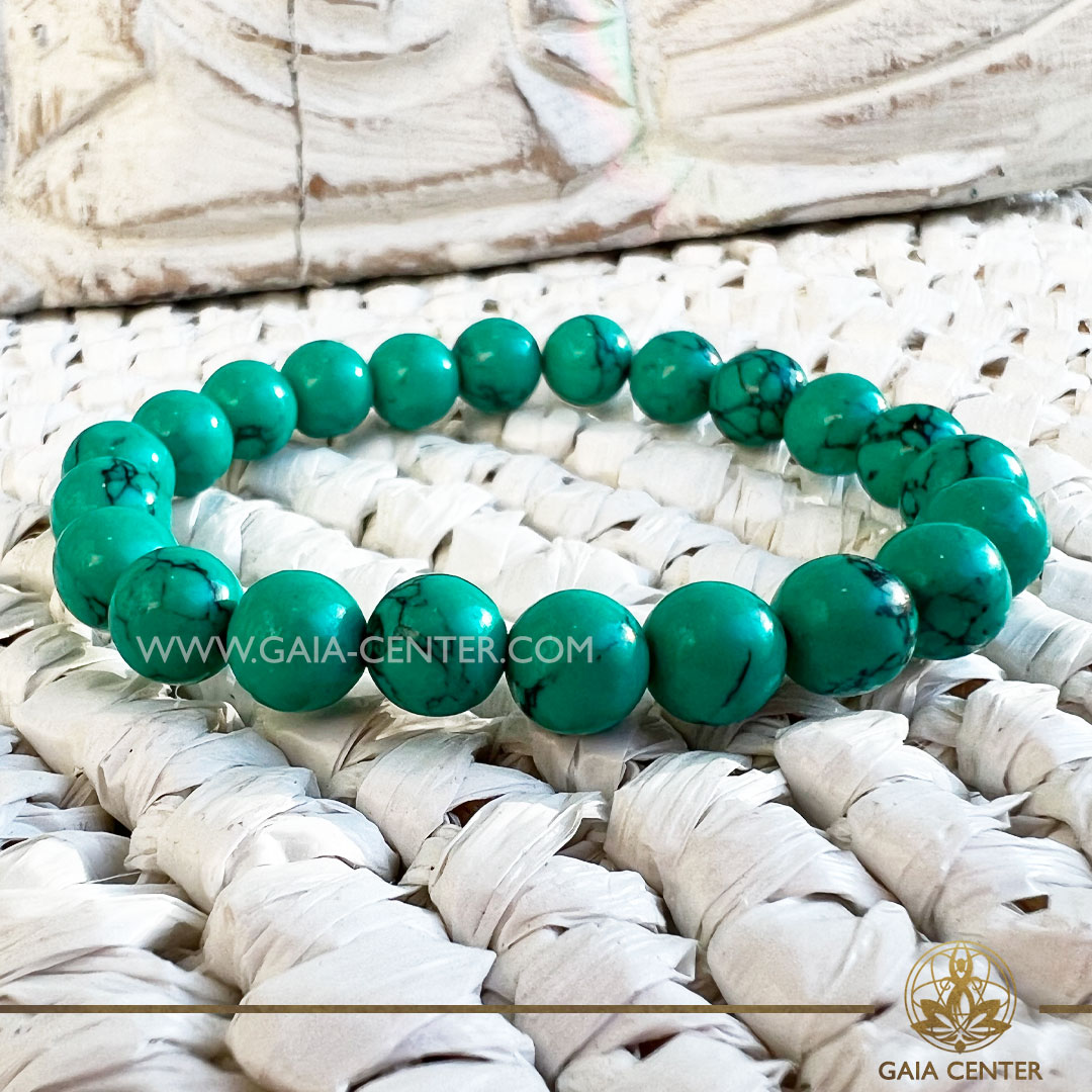 Crystal Bracelet Turquoise, elastic string - made with 8mm gemstone beads. Crystal and Gemstone Jewellery Selection at Gaia Center Crystal Shop in Cyprus. Order crystals online, Cyprus islandwide delivery: Limassol, Larnaca, Paphos, Nicosia. Europe and Worldwide shipping.