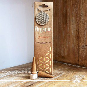 Incense Natural Dhoop Cones Jasmine and burner by Organic Goodness. 12 incense cones in a pack. Order online at Gaia Center | Cyprus. Cyprus islandwide delivery: Limassol, Nicosia, Larnaca, Paphos. Europe & Worldwide delivery.