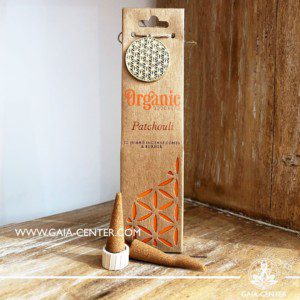 Incense Natural Dhoop Cones Patchouli and burner by Organic Goodness. 12 incense cones in a pack. Order online at Gaia Center | Cyprus. Cyprus islandwide delivery: Limassol, Nicosia, Larnaca, Paphos. Europe & Worldwide delivery.