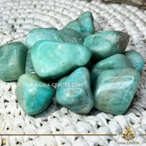 Amazonite or Amazone stone crystal tumbled stones from Brazil approx.35-45mm size at Gaia Center crystal shop in Cyprus. Crystal tumbled stones and rough minerals, drusy at Gaia Center crystal shop in Cyprus. Order crystals online top quality crystals, Cyprus islandwide delivery: Limassol, Larnaca, Paphos, Nicosia. Europe and Worldwide shipping.