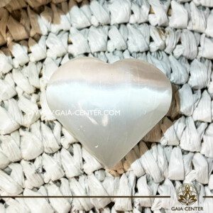 White Selenite crystal polished puff heart from Morocco at Gaia Center crystal shop in Cyprus. Crystal tumbled stones and rough minerals, drusy at Gaia Center crystal shop in Cyprus. Order crystals online top quality crystals, Cyprus islandwide delivery: Limassol, Larnaca, Paphos, Nicosia. Europe and Worldwide shipping.