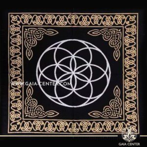 Altar Cloth - Flower of Life style 60x60cm is perfect for Tarot, Oracle cards, Intuitive Reading, Crystal and Rune placement. Tarot | Oracle | Angel Cards selection and Altar Accessories at Gaia Center | Cyprus. Order online. Cyprus islandwide delivery: Limassol, Paphos, Larnaca, Nicosia Europe and Worldwide shipping.