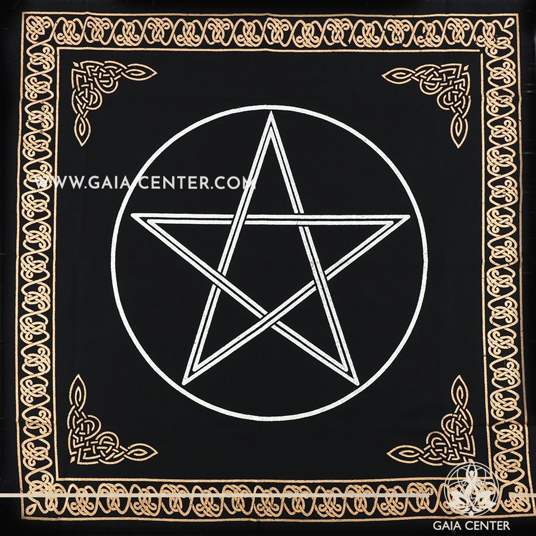Altar Cloth - Pentagram style 60x60cm is perfect for Tarot, Oracle cards, Intuitive Reading, Crystal and Rune placement. Tarot | Oracle | Angel Cards selection and Altar Accessories at Gaia Center | Cyprus. Order online. Cyprus islandwide delivery: Limassol, Paphos, Larnaca, Nicosia Europe and Worldwide shipping.