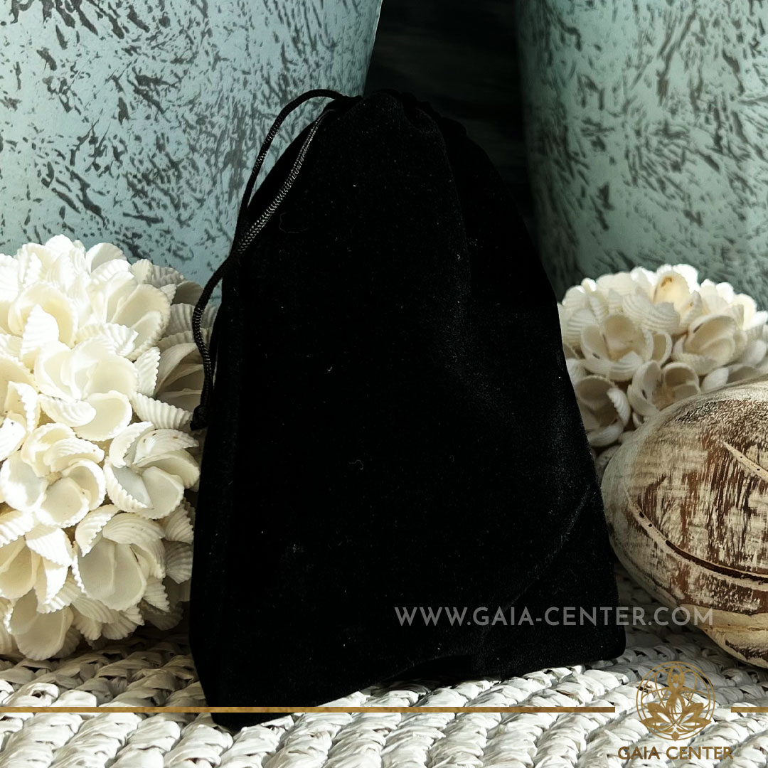 Velvet gift bag Black color. Gift bag made from polyester velvet, with string to close. Shop online at Gaia Center Crystal Shop in Cyprus, Cyprus islandwide delivery: Limassol, Nicosia, Larnaca, Paphos.
