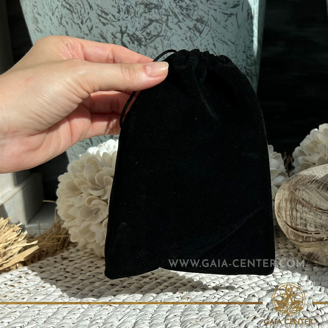 Velvet gift bag Black color. Gift bag made from polyester velvet, with string to close. Shop online at Gaia Center Crystal Shop in Cyprus, Cyprus islandwide delivery: Limassol, Nicosia, Larnaca, Paphos.