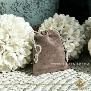 Velvet gift bag Grey color. Gift bag made from polyester velvet, with string to close. Shop online at Gaia Center Crystal Shop in Cyprus, Cyprus islandwide delivery: Limassol, Nicosia, Larnaca, Paphos.