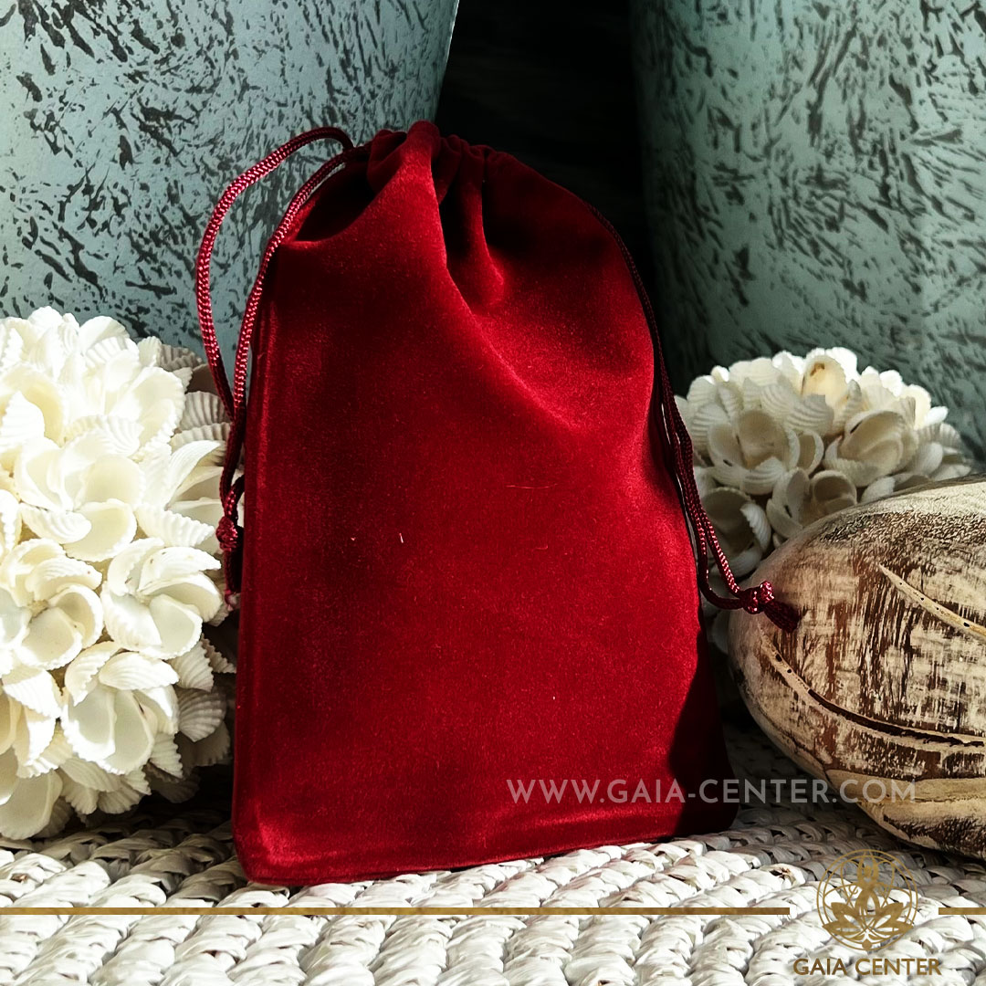 Velvet gift bag Bordeaux color. Gift bag made from polyester velvet, with string to close. Shop online at Gaia Center Crystal Shop in Cyprus, Cyprus islandwide delivery: Limassol, Nicosia, Larnaca, Paphos.