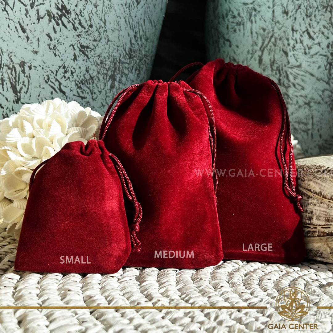 Velvet gift bag Red color. Gift bag made from polyester velvet, with string to close. Shop online at Gaia Center Crystal Shop in Cyprus, Cyprus islandwide delivery: Limassol, Nicosia, Larnaca, Paphos.