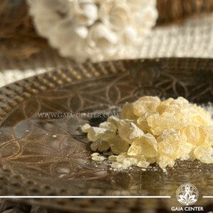 Aroma Incense Resin - Copal Gum from Mexico for smudging and space clearing ceremonies. One pack contains approx. 20-25 grams pack of resin. Selection of incense burners, aroma resins and smudge sticks for ceremonies and rituals at GAIA CENTER Crystals Incense shop in Cyprus.
