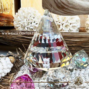 Faceted Clear Crystal Cone - rainbow sun catcher. Crystal and Gemstone selection at GAIA CENTER in Cyprus.