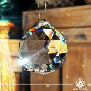 Faceted Crystal Ball - rainbow sun catcher. Crystal and Gemstone selection at GAIA CENTER in Cyprus.