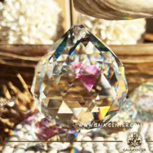 Faceted Crystal Ball - rainbow sun catcher. Crystal and Gemstone selection at GAIA CENTER in Cyprus.