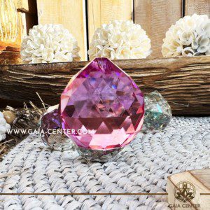 Faceted Pink Crystal Ball - rainbow sun catcher. Crystal and Gemstone selection at GAIA CENTER in Cyprus.