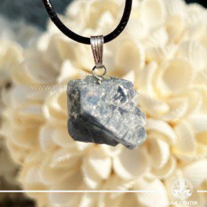 Crystal Pendant - Blue Calcite Rough from Mexico with electroplated bail crystal zen design at GAIA CENTER Crystal Shop CYPRUS. Crystal jewellery and crystal pendants at Gaia Center crystal shop in Cyprus. Order online top quality crystals, Cyprus islandwide delivery: Limassol, Larnaca, Paphos, Nicosia. Europe and Worldwide shipping.